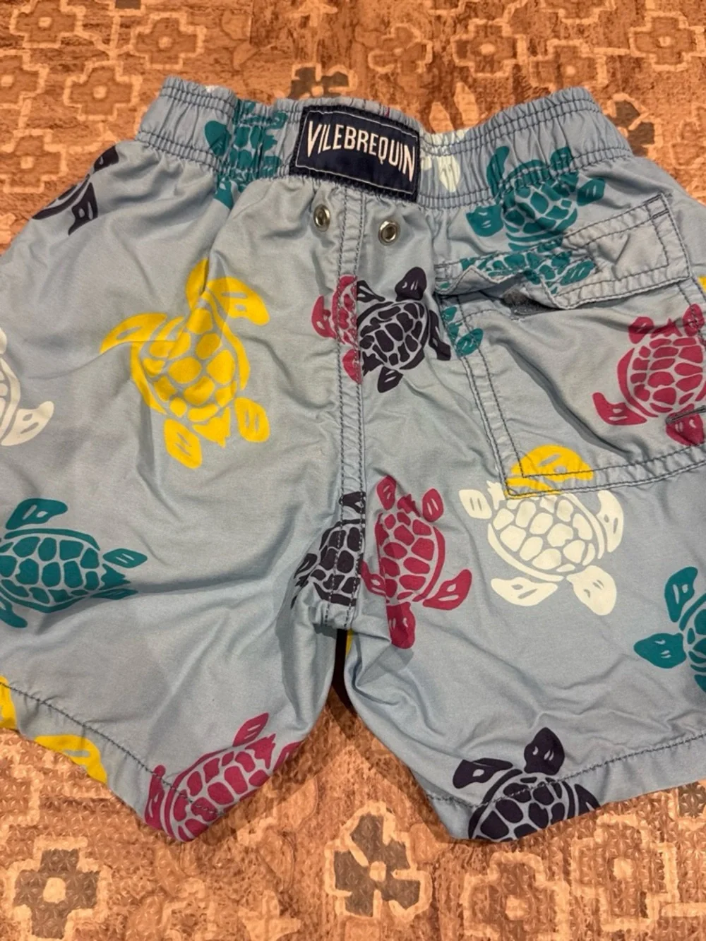 Vilebrequin Light Blue Turtle-Print Boys Swim Trunks